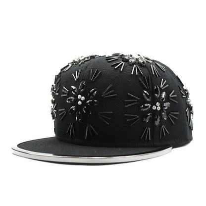 Men's Fireworks Colorful Crystals Metal Edging Hiphop Performance Peaked Cap Gobuy Fashion