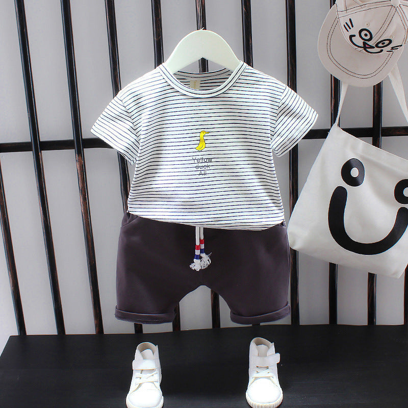 Summer Letter Lapel Short Sleeve Two-piece Suit GO buy