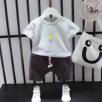Summer Letter Lapel Short Sleeve Two-piece Suit GO buy