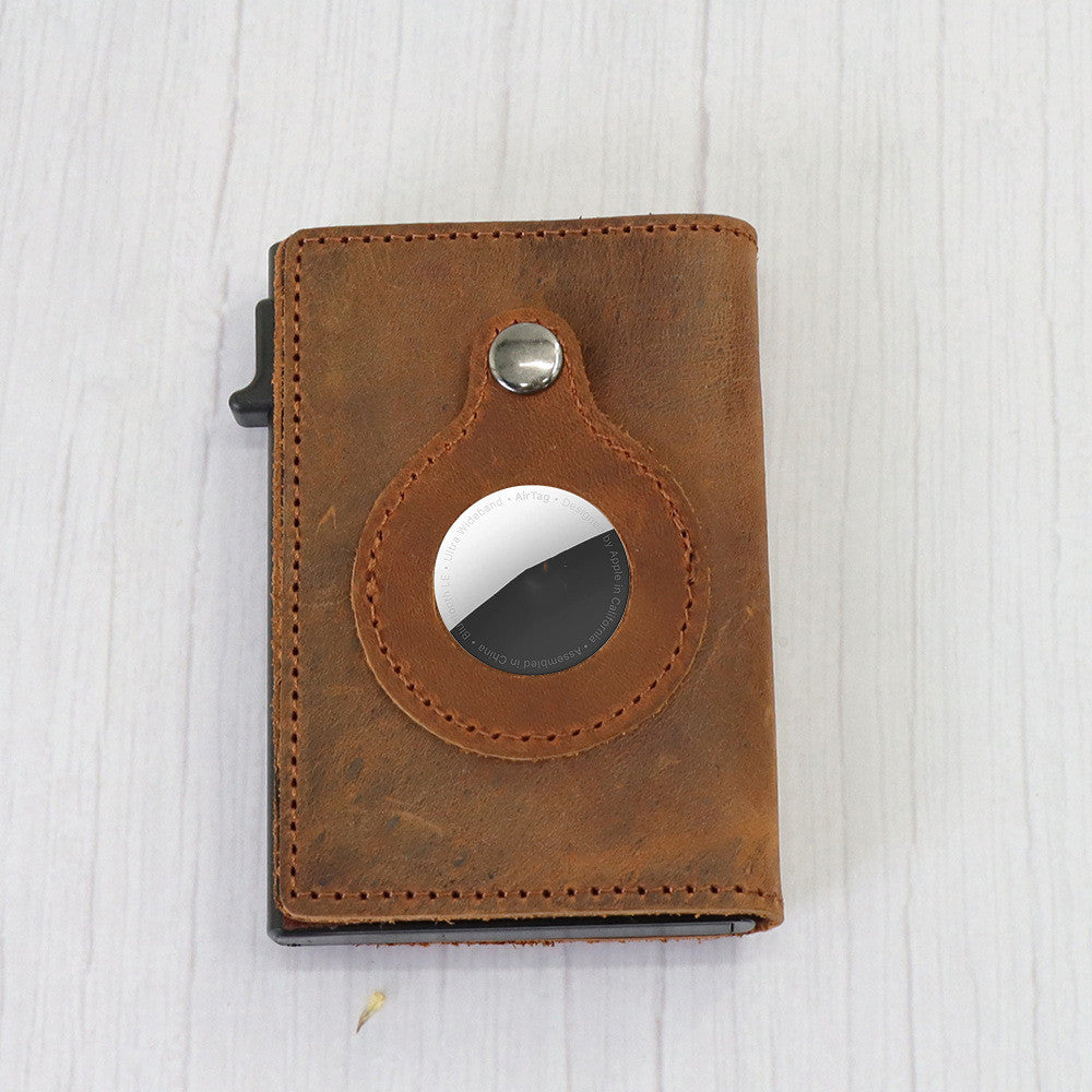 Leather Card Case Automatic Card Wallet Anti Lost GO Buy