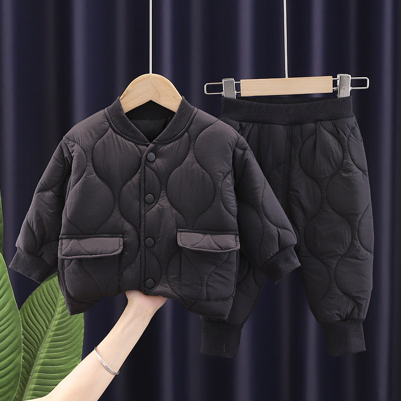 Boys' Cotton Clothes Baby Warm Two-piece Set GO buy