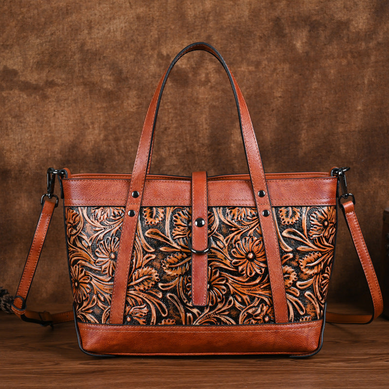 First Layer Cowhide Skeleton-skin Hand Carved Bag GO Buy
