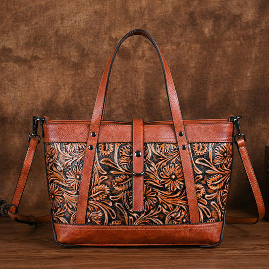 First Layer Cowhide Skeleton-skin Hand Carved Bag GO Buy
