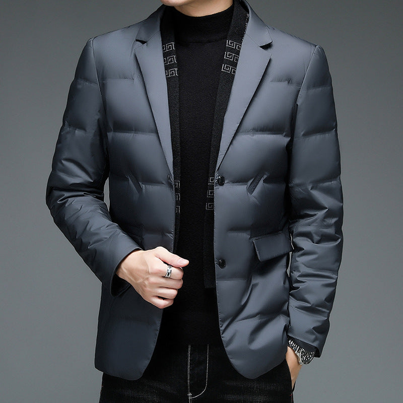 Winter Men's Suit Detachable Scarf Collar Casual Down Jacket GO buy