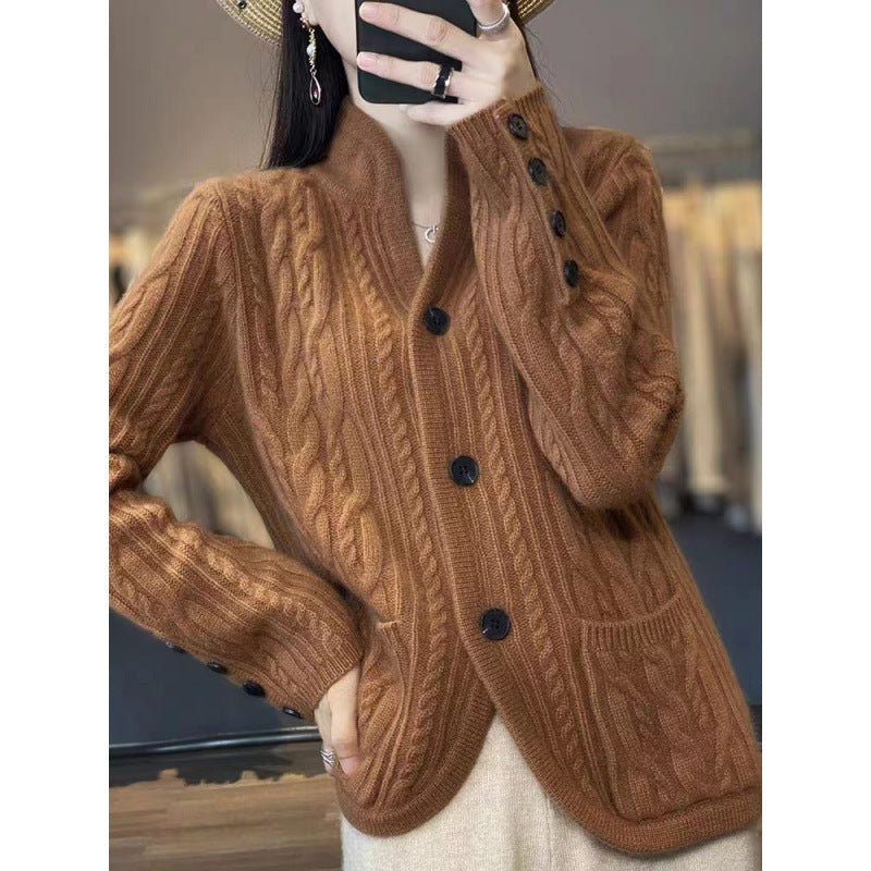 Western Style Pocket Knitted Wool Jacket GO buy