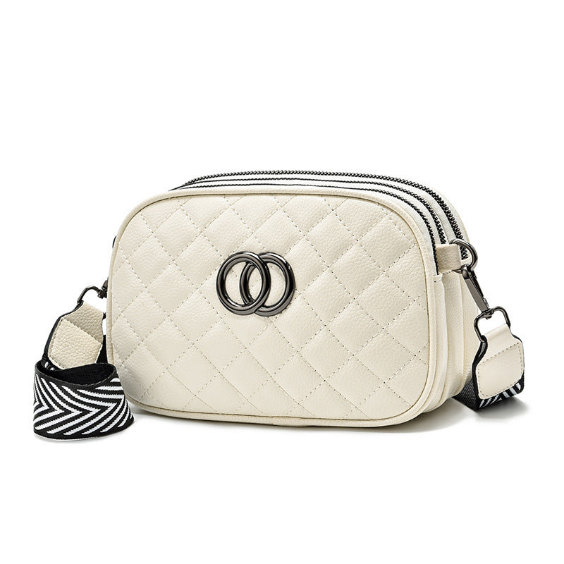 Fashion Shoulder Bag With Three Zippers Wide Shoulder Strap Small Square Bag Women GO Buy