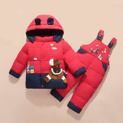 Casual Children Thick Down Jacket Suit GO buy