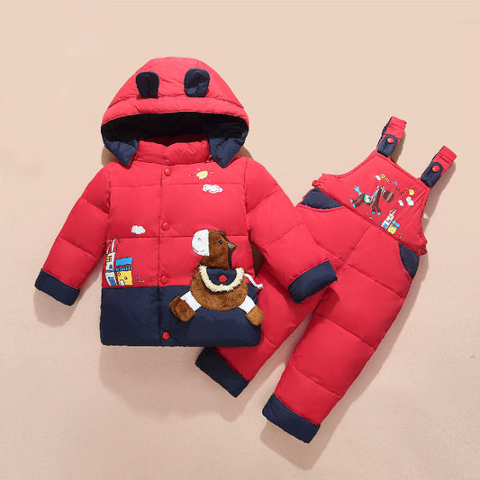 Casual Children Thick Down Jacket Suit GO buy
