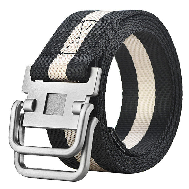Men's Military Training Belt With Double Buckle Canvas GO Buy