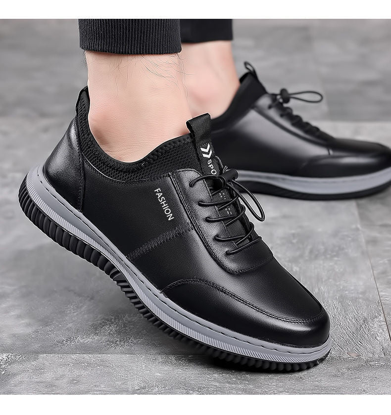 Men's Casual Leather Shoes Breathable Soft Bottom Soft Surface Board Shoes GO Buy