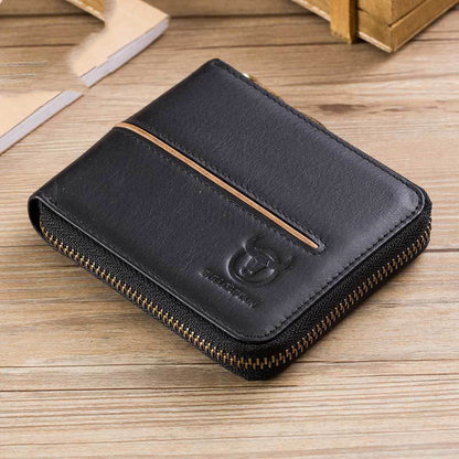 Genuine Leather Men's Horizontal Multi-card Zipper GO Buy