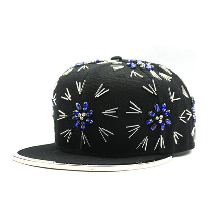Men's Fireworks Colorful Crystals Metal Edging Hiphop Performance Peaked Cap Gobuy Fashion
