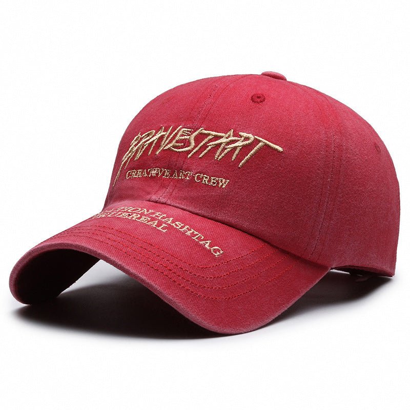 Faded Washed Distressed Baseball Cap Embroidered Letters - Gobuy Fashion