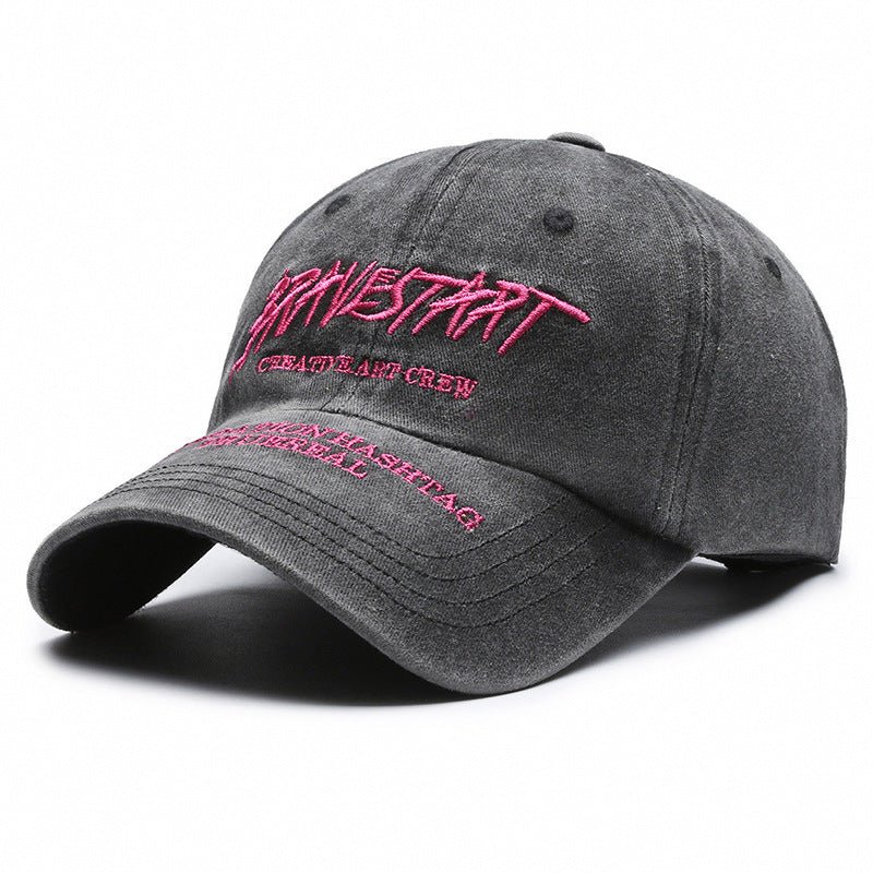 Faded Washed Distressed Baseball Cap Embroidered Letters - Gobuy Fashion