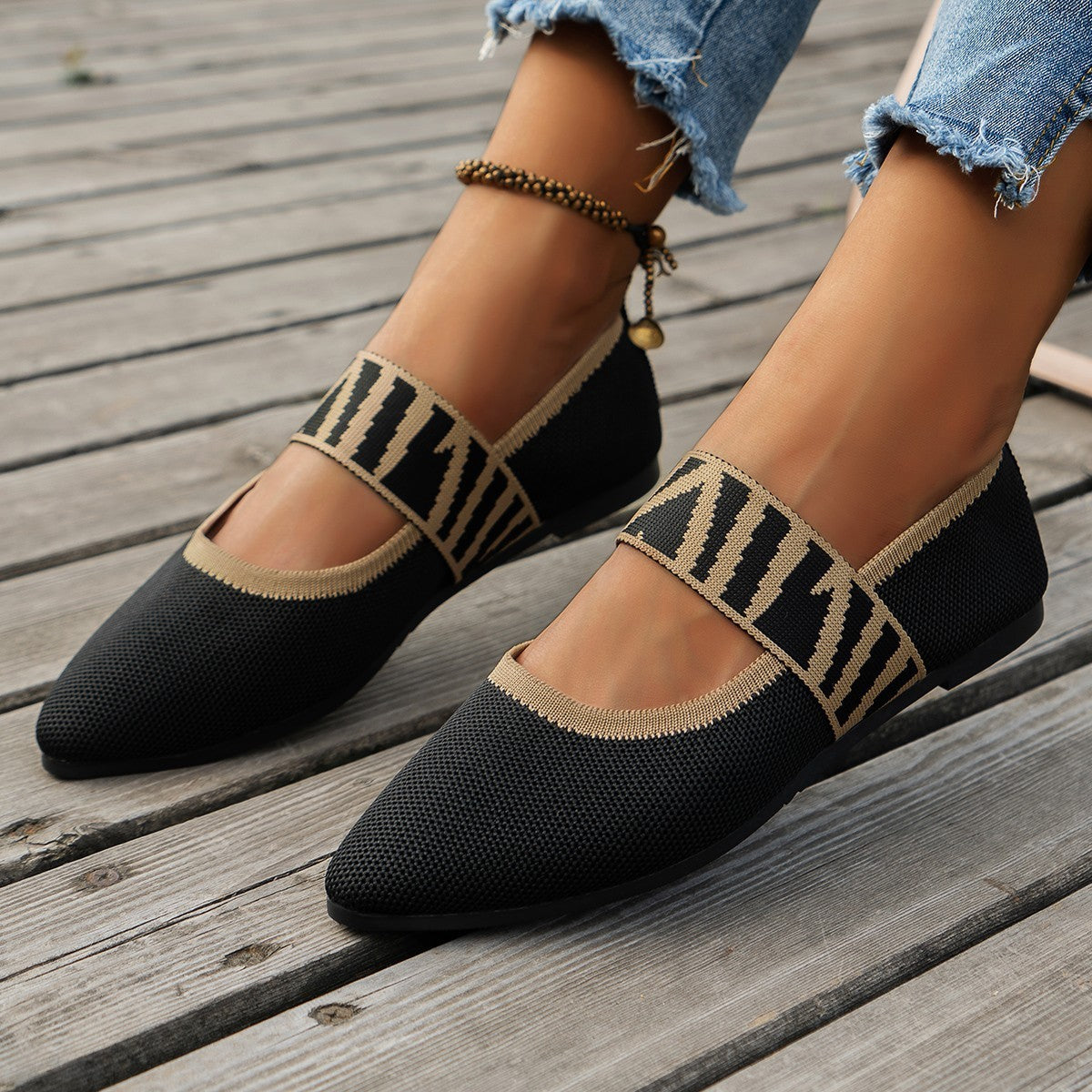 Striped Flats Shoes Fashion Casual Pointed Toe Loafers Lazy Shoes For Women GO buy