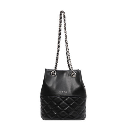 Korean Style Simple Women's Fashion Diamond Texture One-shoulder Bucket Crossbody Bag GO Buy