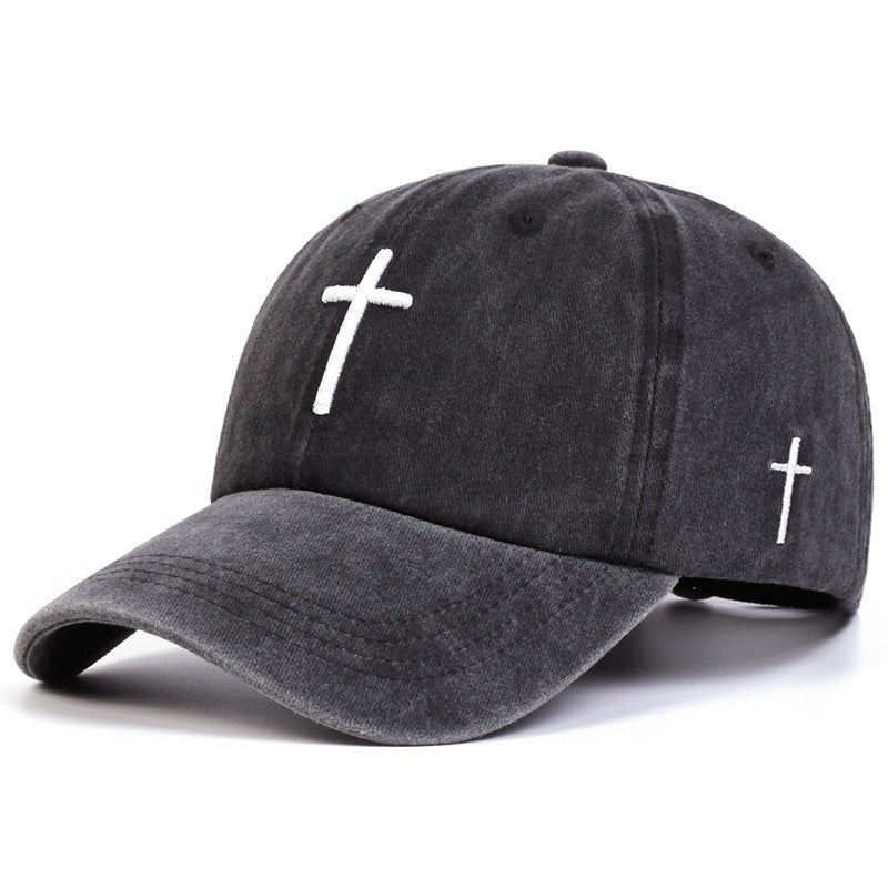 Four Seasons Embroidered Cross Casual Versatile Sun Hat - Gobuy Fashion
