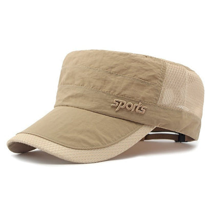 Peaked Cap Summer Mesh Breathable Swimming Sunshade Flat Top Military Cap - Gobuy Fashion