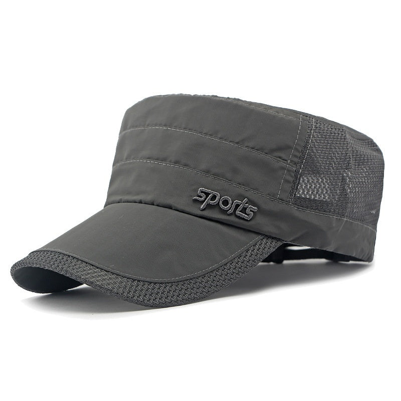 Peaked Cap Summer Mesh Breathable Swimming Sunshade Flat Top Military Cap - Gobuy Fashion