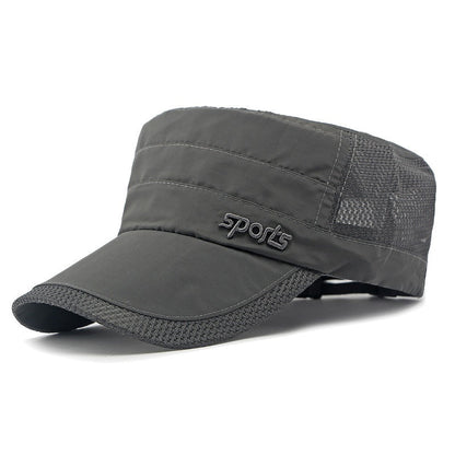 Peaked Cap Summer Mesh Breathable Swimming Sunshade Flat Top Military Cap - Gobuy Fashion