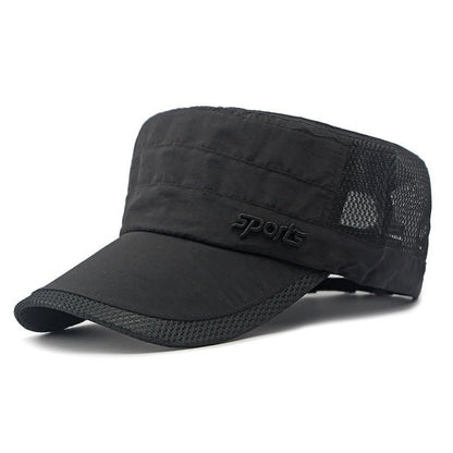 Peaked Cap Summer Mesh Breathable Swimming Sunshade Flat Top Military Cap - Gobuy Fashion